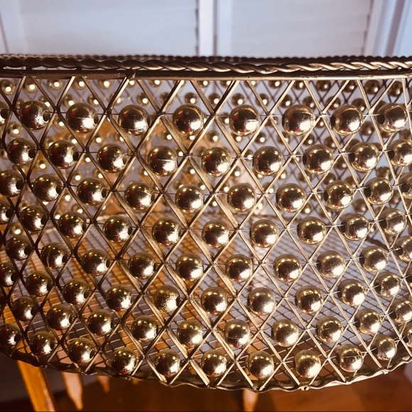 Gold metal beaded basket. - Picture 8 of 8
